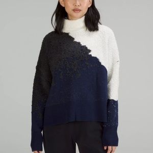 Ombre Knit Textured Turtleneck (Bone/Mineral Blue/Graphite Grey)